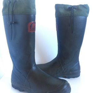 ⚡️ Sorel High Green Black Drawstring Rainboots